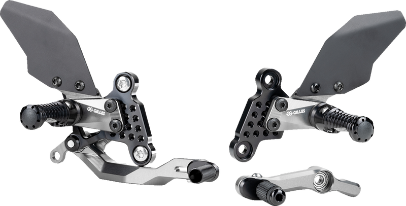 GILLES TOOLING Adjustable Rearset - Black/Chrome AS31GT3-Y15-B