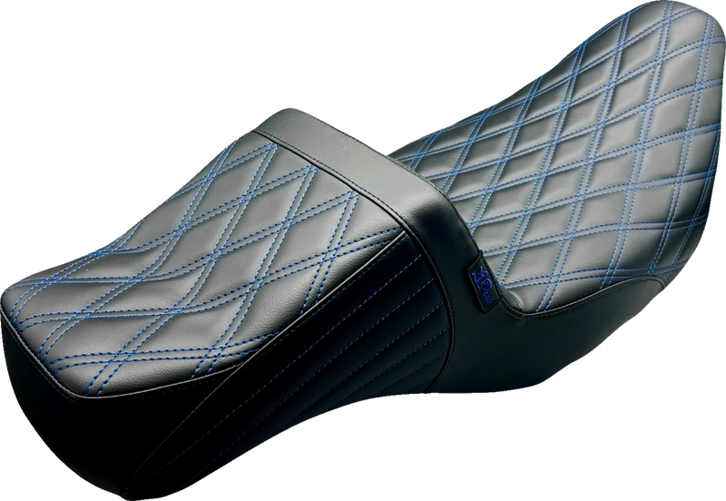 LE PERA Tailwhip Daddy Long Legs Seat - Double Diamond w/ Blue Thread - FLH/FLT '08-'23 LK-587DLDD-BLUE - PartsOutlet.com.au