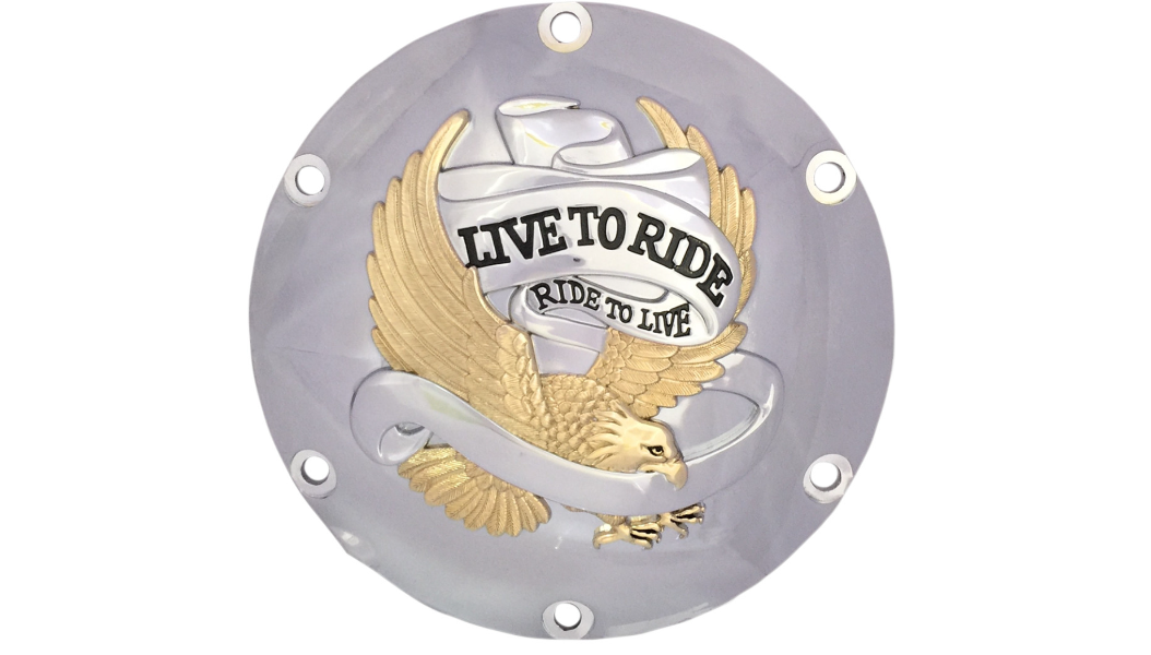 DRAG SPECIALTIES 6-Hole - Gold - Live to Ride Derby Cover 33-0067CGA