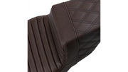 SADDLEMEN Step Up Seat - Tuck n Roll Driver/Lattice Stitched Passenger - Brown -FL '08-'23 HD Touring - Street/ Road/ Electra - 808-07B-176BR - PartsOutlet.com.au