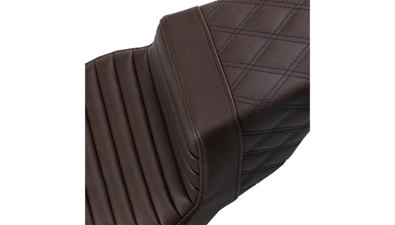 SADDLEMEN Step Up Seat - Tuck n Roll Driver/Lattice Stitched Passenger - Brown -FL '08-'23 HD Touring - Street/ Road/ Electra - 808-07B-176BR - PartsOutlet.com.au