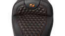 SADDLEMEN RoadSofa Seat - Honeycomb - Orange Stitch - with Backrest - FLH/FLT '08-'23 - A808-07R-189ORA - PartsOutlet.com.au