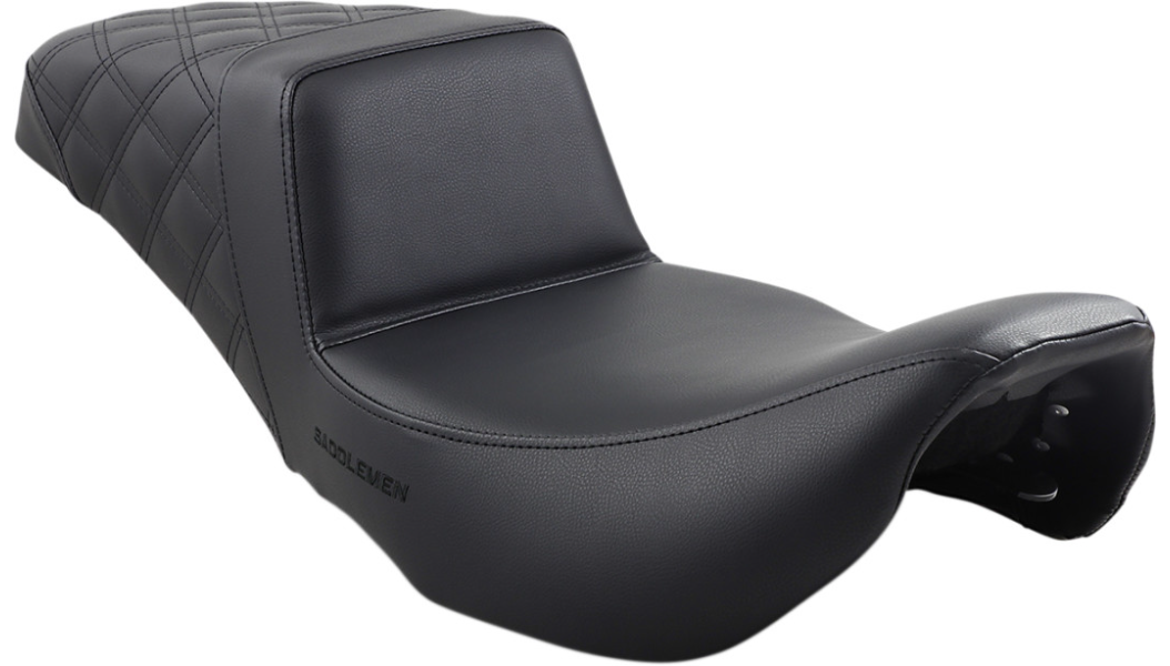 SADDLEMEN Step Up Seat - Passenger Lattice Stitched - Black - Street Glide/Road King '97-'07 - 897-06-173 - PartsOutlet.com.au