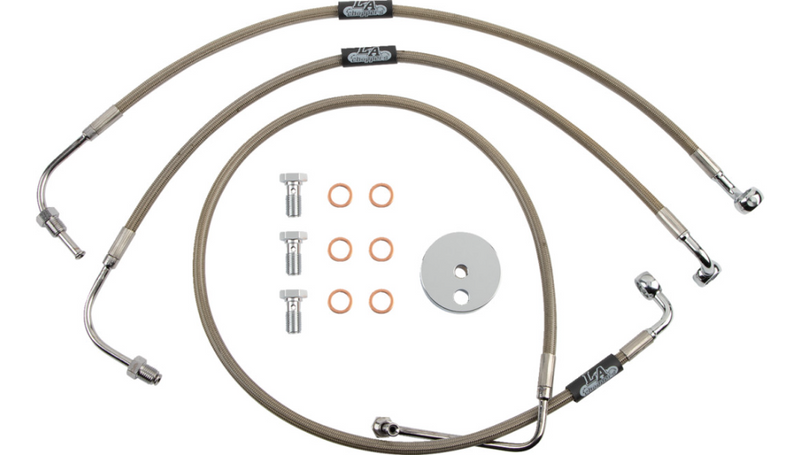 LA CHOPPERS Brake Lines - 15" - 17" Ape Hanger Handlebars - Stainless Steel - FXDF '08-'17 - LA-8230B16
