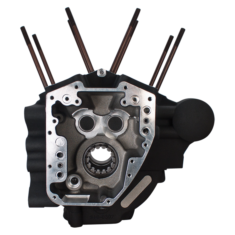 S&S CYCLE Super Stock® T2 Crankcases for 2007-'16 HD® FL Big Twin Engines with Stock Bore, Stock Bolt Pattern - Wrinkle Black 310-0367A - PartsOutlet.com.au