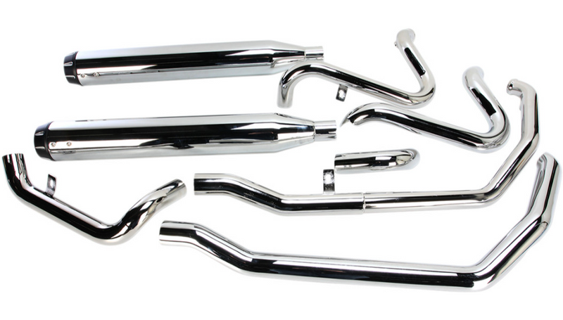 BASSANI XHAUST Stepped Down Under True Duals w/ 4" Straight Can Muffler - Chrome '09-'16 Bagger FLH - 1F76R