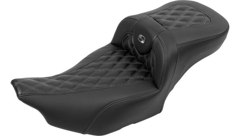 SADDLEMEN Roadsofa Extended Reach Seat - without Backrest - Lattice Stitch - Gray Stitch - FLTR/FLHX '23-'25 - 823-07-207B2
