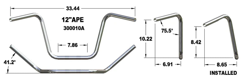 KHROME WERKS Handlebar - Ape Hanger - 10" - 300010A