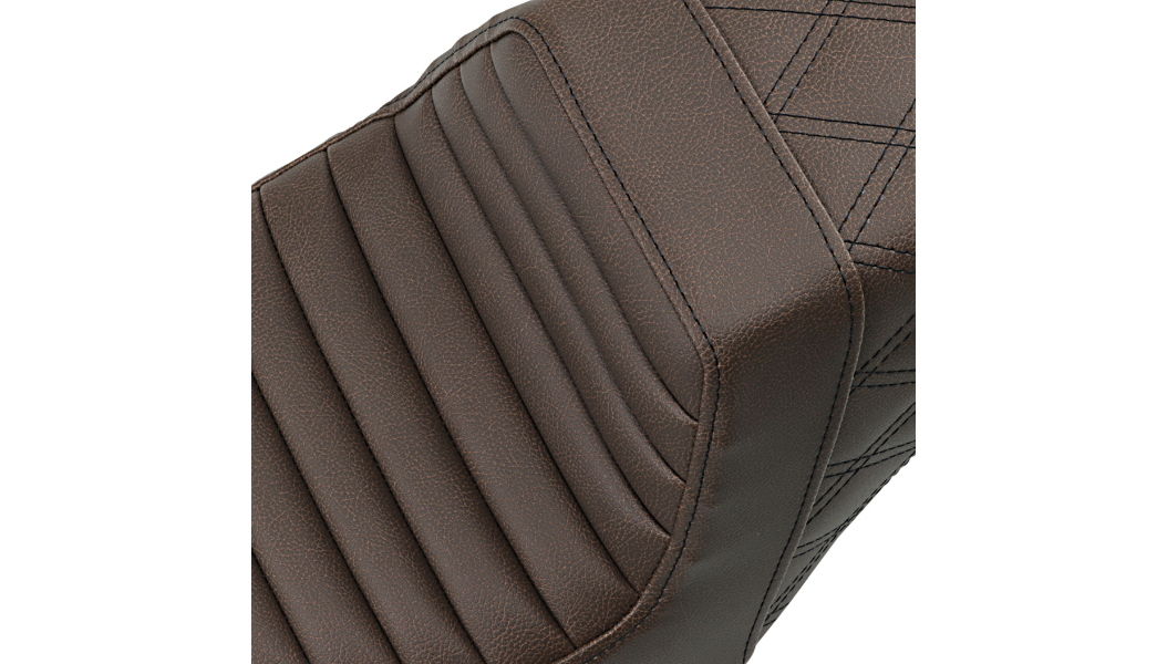 SADDLEMEN Step Up Seat - Tuck and Roll/Lattice Stitched - XL 04+ Sportster Brown 807-11-176BR - PartsOutlet.com.au