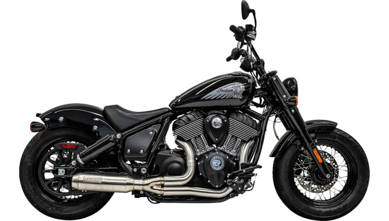 BASSANI XHAUST 2-into-1 Exhaust System with Super Bike Muffler - '22+ Indian Chief -Stainless Steel - 8H12SS - PartsOutlet.com.au