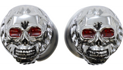 DRAG SPECIALTIES Grips - Skull Grips - Red Eyes - Harley-Davidson 1980-2022 - Chrome 17-0505CDTS - PartsOutlet.com.au