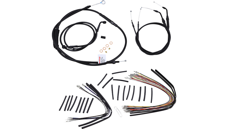 BURLY BRAND Cable Kit - Jail Bar - 12" Handlebars - Harley-Davidson '07-'13 - Black Vinyl B30-1140