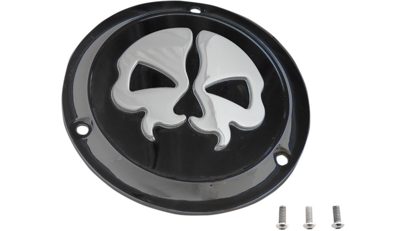 DRAG SPECIALTIES Split Skull Derby Cover - Harley-Davidson 1970-1999 - Black - 3-Hole 78045B - PartsOutlet.com.au