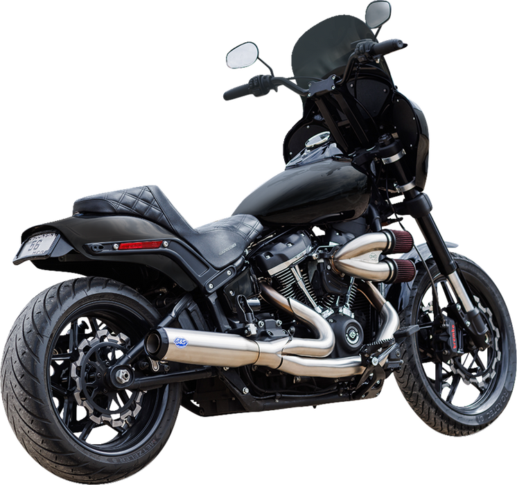 S&S CYCLE 2-into-1 Qualifier Exhaust System - Race - Silver - '18-'23 Softail - 550-1105 - PartsOutlet.com.au