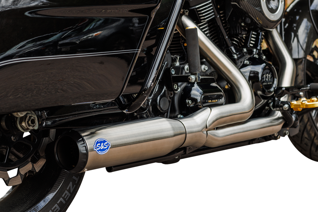 S&S CYCLE 2-into-1 Qualifier Exhaust System - Race - Silver - '17-'23 FL - 550-1107 - PartsOutlet.com.au