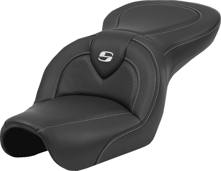 SADDLEMEN Roadsofa Seat - Carbon Fiber - Black Stitch - without Backrest - FXD '04-'05 - 804-04-185 - PartsOutlet.com.au