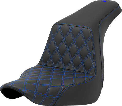 SADDLEMEN Step-Up Seat - Front Lattice Stitch - Blue Stitch - FXLR/FLSB '18-'23 - A818-29-172BLU - PartsOutlet.com.au