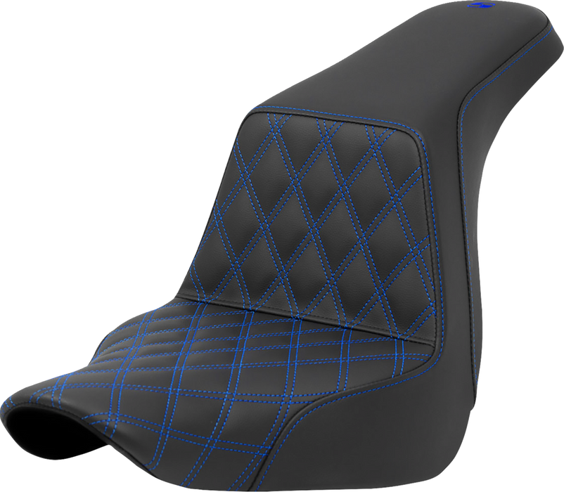 SADDLEMEN Step-Up Seat - Front Lattice Stitch - Blue Stitch - FXLR/FLSB '18-'23 - A818-29-172BLU - PartsOutlet.com.au