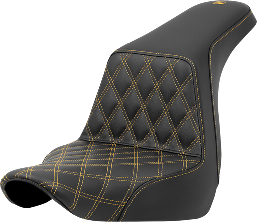 SADDLEMEN Step-Up Seat - Front Lattice Stitch - Gold Stitch - FXLR/FLSB '18-'23 - A818-29-172GOL - PartsOutlet.com.au