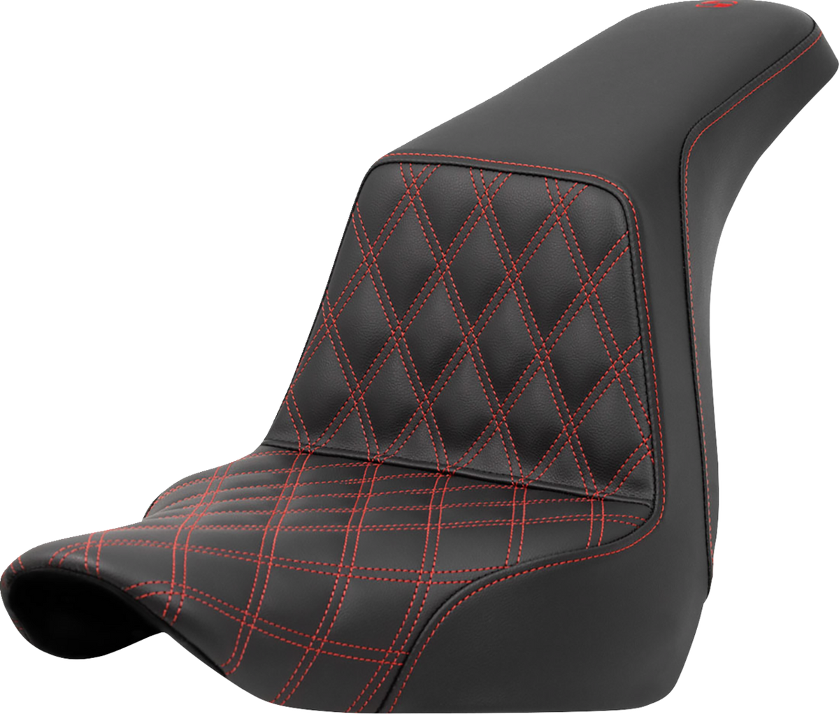 SADDLEMEN StepUp Seat Front Lattice Stitch Red Stitch FXLR/FLSB