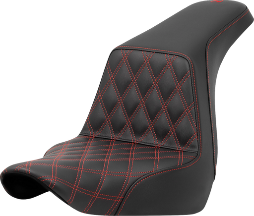 SADDLEMEN Step-Up Seat - Front Lattice Stitch - Red Stitch - FXLR/FLSB '18-'23 - A818-29-172RED - PartsOutlet.com.au