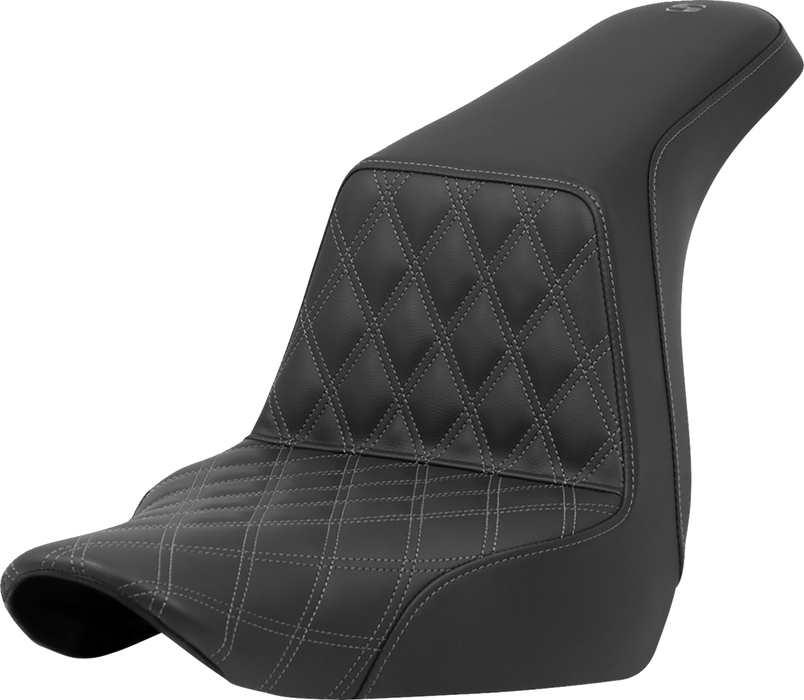 SADDLEMEN Step-Up Seat - Front Lattice Stitch - Gray Stitch - FXLR/FLSB '18-'23 - A818-29-172GRE - PartsOutlet.com.au