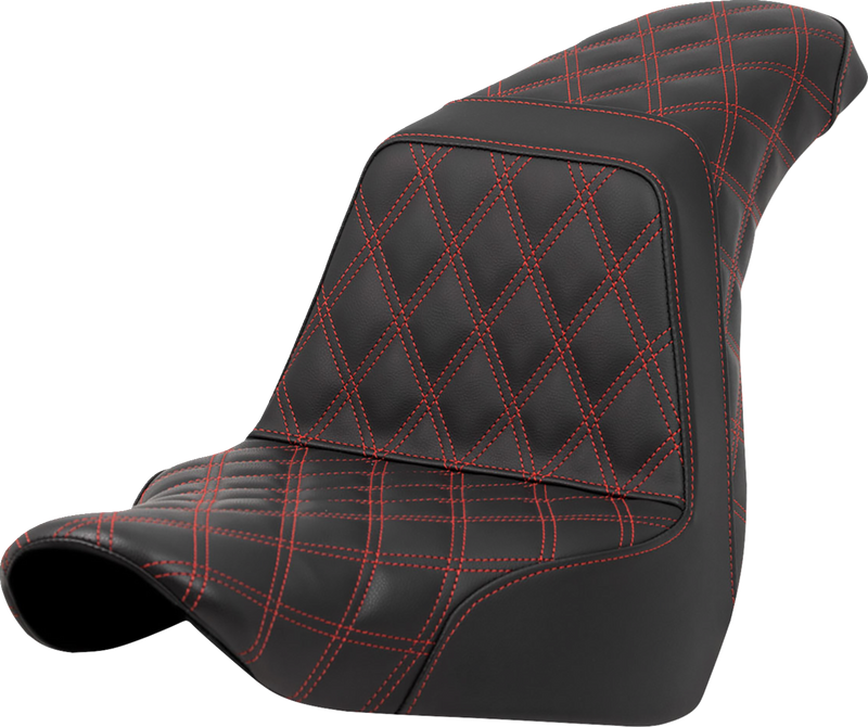 SADDLEMEN Step-Up Seat - Full Lattice Stitch - Red Stitch - FXLR/FLSB '18-'23 - A818-29-175RED - PartsOutlet.com.au
