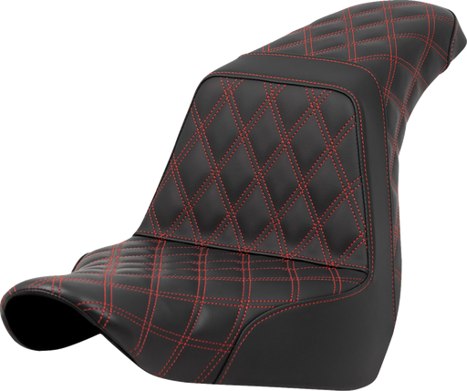 SADDLEMEN Step-Up Seat - Full Lattice Stitch - Red Stitch - FXLR/FLSB '18-'23 - A818-29-175RED - PartsOutlet.com.au