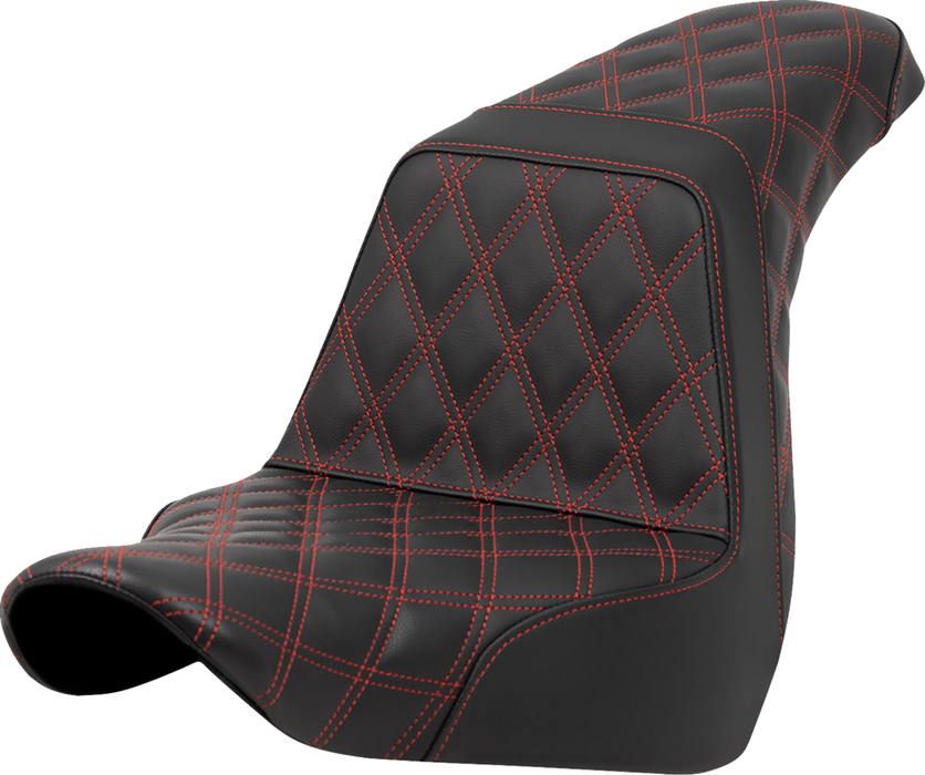 SADDLEMEN Step-Up Seat - Full Lattice Stitch - Red Stitch - FXLR/FLSB '18-'23 - A818-29-175RED - PartsOutlet.com.au