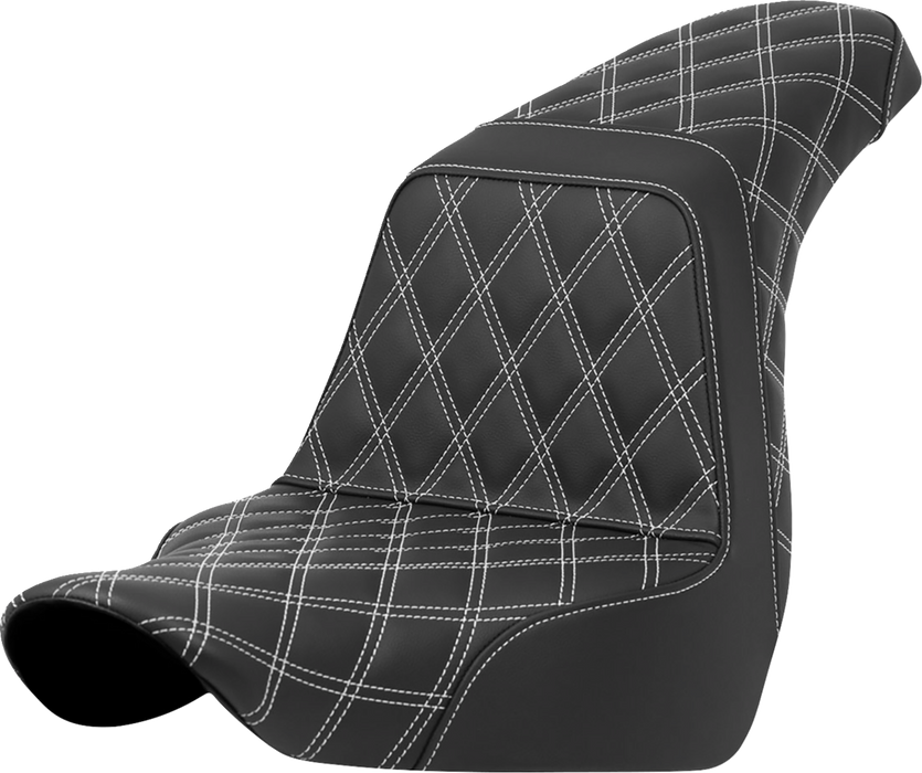 SADDLEMEN Step-Up Seat - Full Lattice Stitch - White Stitch - FXLR/FLSB '18-'23 - A818-29-175WHI - PartsOutlet.com.au