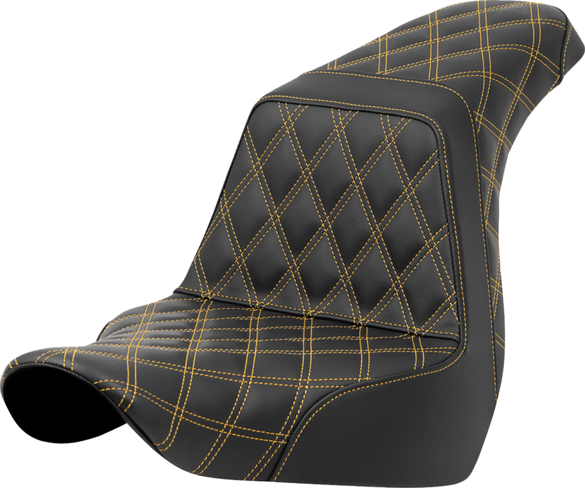 SADDLEMEN Step-Up Seat - Full Lattice Stitch - Gold Stitch - FXLR/FLSB '18-'23 - A818-29-175GOL - PartsOutlet.com.au