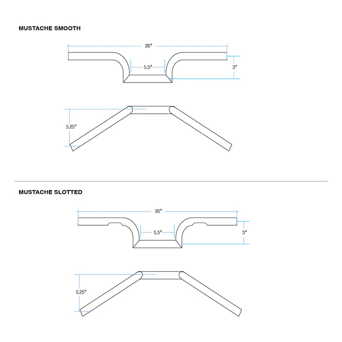 BILTWELL Handlebar - Mustache - Chrome - SLOTTED - 6013-1056 - PartsOutlet.com.au
