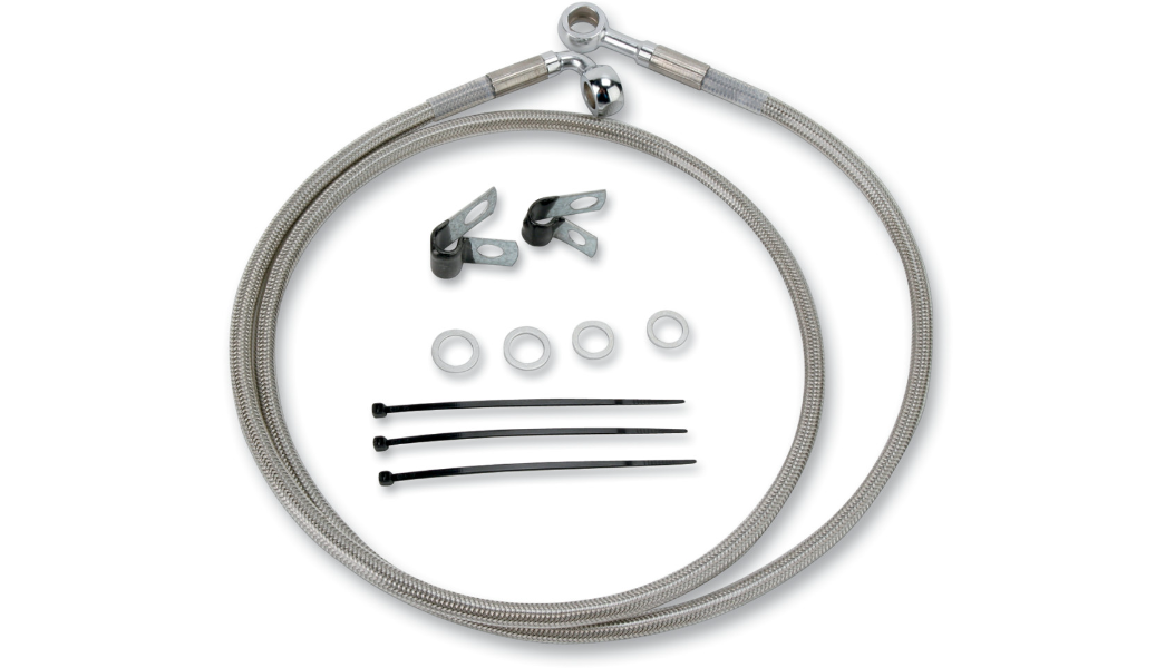 DRAG SPECIALTIES Brake Line - Front - +2" - Harley-Davidson 1984-2005 - Stainless Steel 640115-2