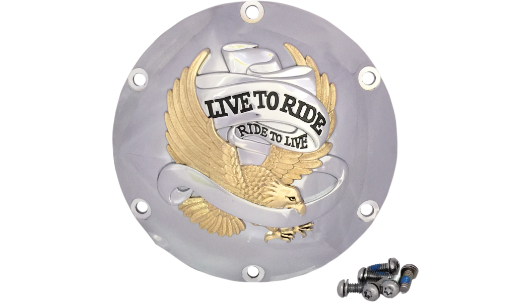 DRAG SPECIALTIES 6-Hole - Gold - Live to Ride Derby Cover 33-0067CGA
