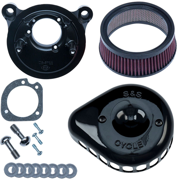 S&S CYCLE Stealth Air Cleaner Kit with Gloss Black Mini Teardrop Cover for 2001-2015 fuel-injected Softail® models, 2004-2017 fuel-injected Dyna® models, and 2003-2007 fuel-injected Touring models - 170-0442 - PartsOutlet.com.au