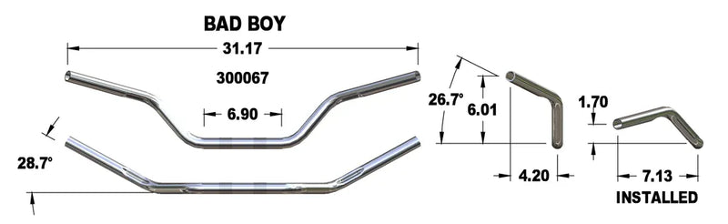 KHROME WERKS Handlebar - Bad Boy 300067 - PartsOutlet.com.au