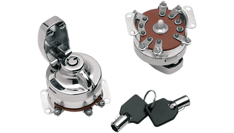 DRAG SPECIALTIES 6-Pole Ignition Switch - Harley-Davidson 1973-1995 - Round Key 21-0202PAE-BC1 - PartsOutlet.com.au