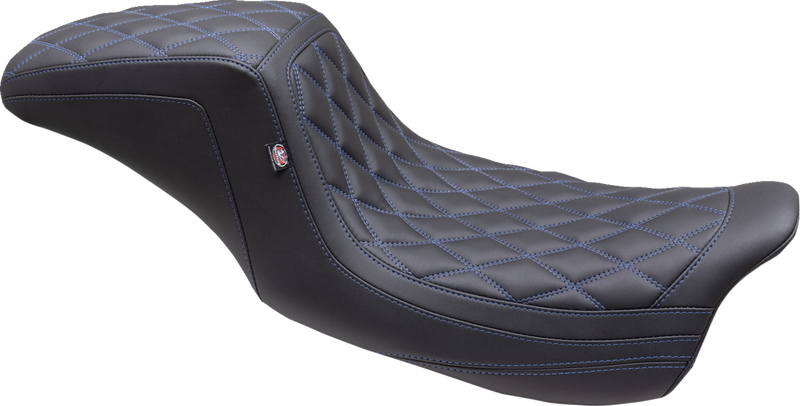 MUSTANG One Piece 2-Up Squareback Seat - Double Diamond - Sky Blue Stitch - FL '08-'24 - 75299SB - PartsOutlet.com.au