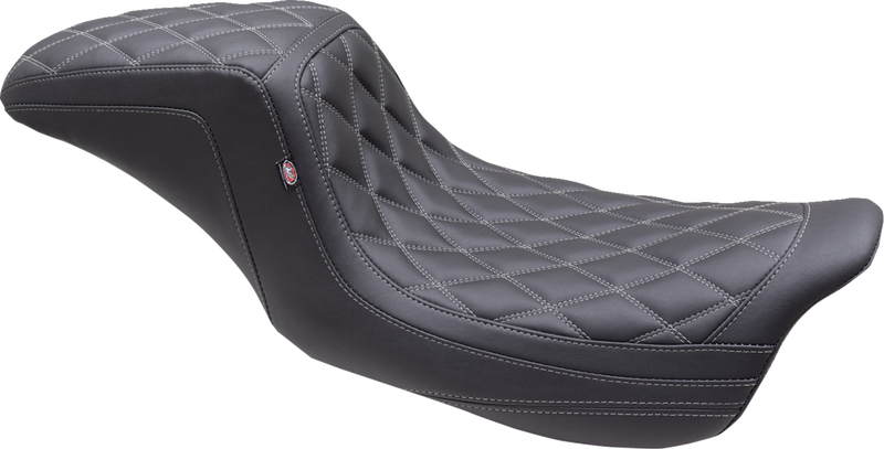 MUSTANG One Piece 2-Up Squareback Seat - Double Diamond - Gun Metal Stitch - FL '08-'24 - 75299GM - PartsOutlet.com.au