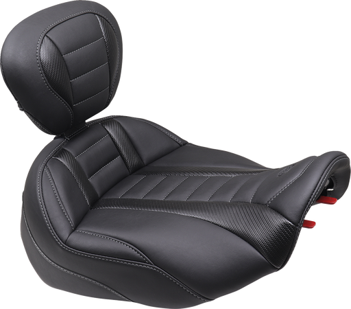 MUSTANG Deluxe Touring Solo Seat - Gun Metal Stitch - FLT/FLH '23-'24 - 89401GM - PartsOutlet.com.au