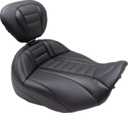 MUSTANG Deluxe Touring Solo Seat - Black Stitch - FLT/FLH '23-'24 - 89401 - PartsOutlet.com.au