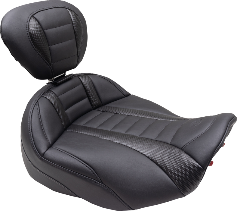 MUSTANG Deluxe Touring Solo Seat - Black Stitch - FLT/FLH '23-'24 - 89401 - PartsOutlet.com.au