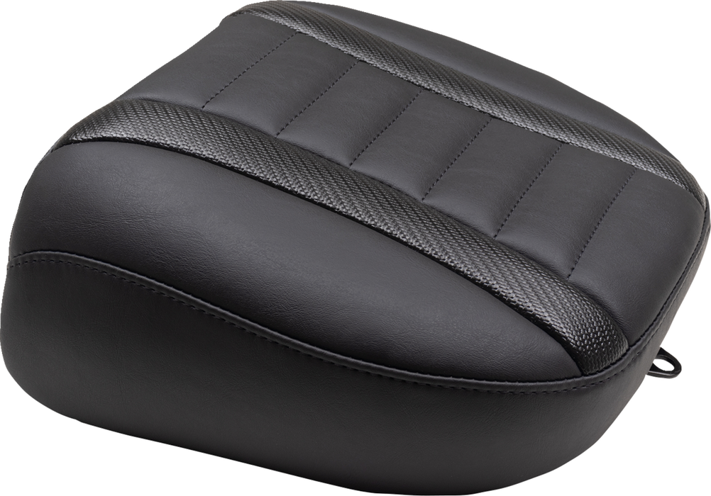 MUSTANG Deluxe Touring Passenger Seat - Black Stitch - Carbon Fiber Inlay - FLH/FLT '23-'24 - 88402 - PartsOutlet.com.au