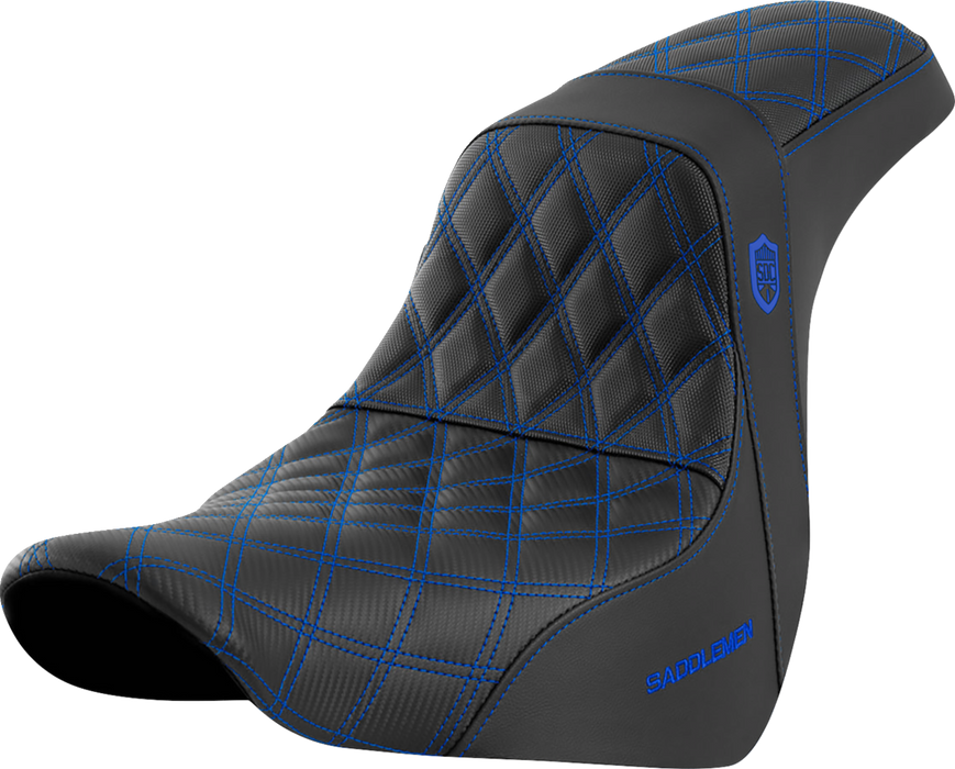 SADDLEMEN Pro Series SDC Performance Seat - without Backrest - Blue Stitch - FL/FX '18-'23 - SC81829BLU - PartsOutlet.com.au