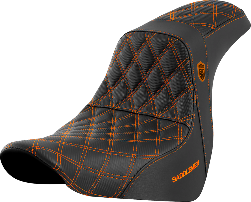 SADDLEMEN Pro Series SDC Performance Seat - without Backrest - Orange Stitch - FL/FX '18-'24 - SC81829ORA - PartsOutlet.com.au