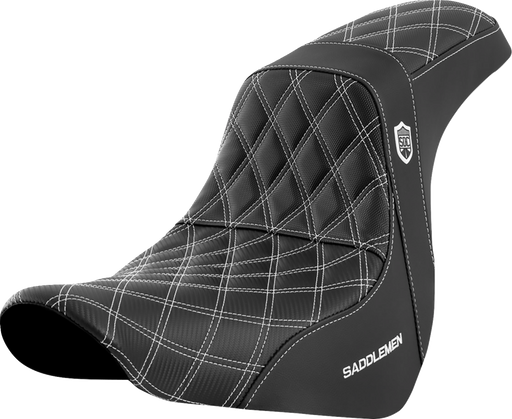 SADDLEMEN Pro Series SDC Performance Seat - without Backrest - White Stitch - FL/FX '18-'23 - SC81829WHI - PartsOutlet.com.au