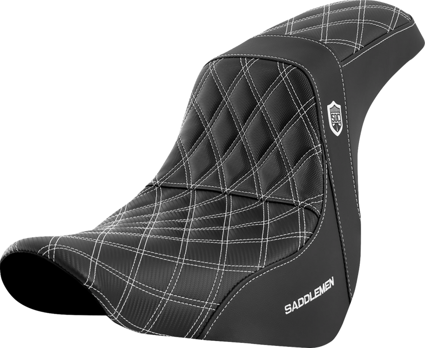 SADDLEMEN Pro Series SDC Performance Seat - without Backrest - White Stitch - FL/FX '18-'23 - SC81829WHI - PartsOutlet.com.au