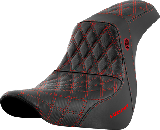 SADDLEMEN Pro Series SDC Performance Seat - without Backrest - Red Stitch - FL/FX '18-'23 - SC81829RED - PartsOutlet.com.au