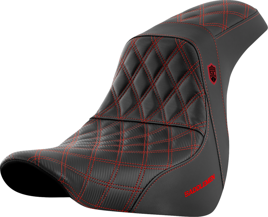 SADDLEMEN Pro Series SDC Performance Seat - without Backrest - Red Stitch - FL/FX '18-'23 - SC81829RED - PartsOutlet.com.au