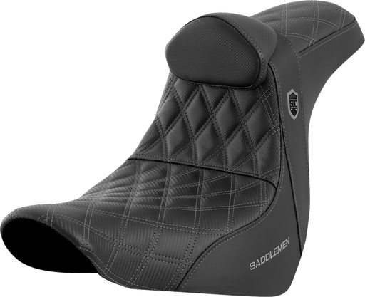 SADDLEMEN Pro Series SDC Performance Seat - with Backrest - Gray Stitch - FL/FX '18-'23 - SC81829GRERT - PartsOutlet.com.au